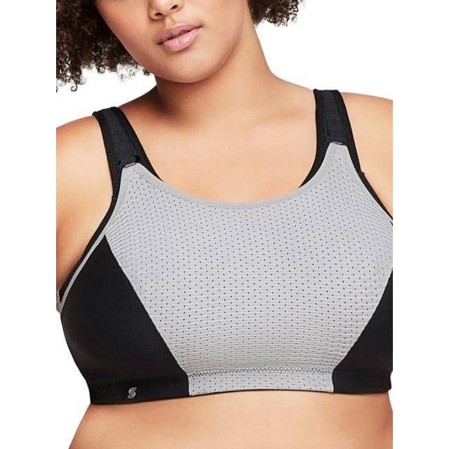 Glamorise Full Figure Plus Size Adjustable Wirefree Sport Bra - Black