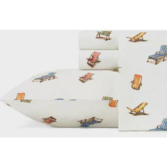 Tommy Bahama - King Sheets  Cotton Percale Bedding Set  Crisp & Cool  Stylish Home Decor (Beach Chairs Multi  King)