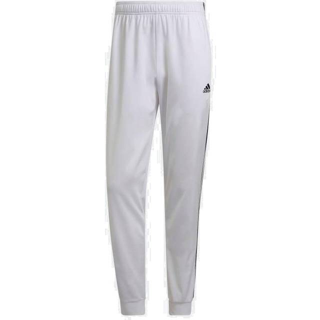 adidas Men's Essentials Warm-Up Slim Tapered 3-Stripes Tracksuit Bottoms  White/Black  XX-Large