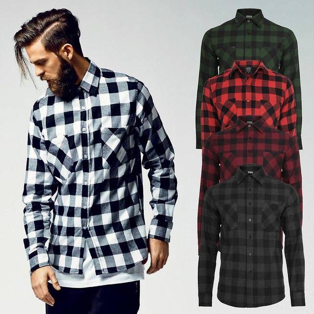 Shirt Urban Classics Checked Flanell Shirt Black/ Blue S (S)