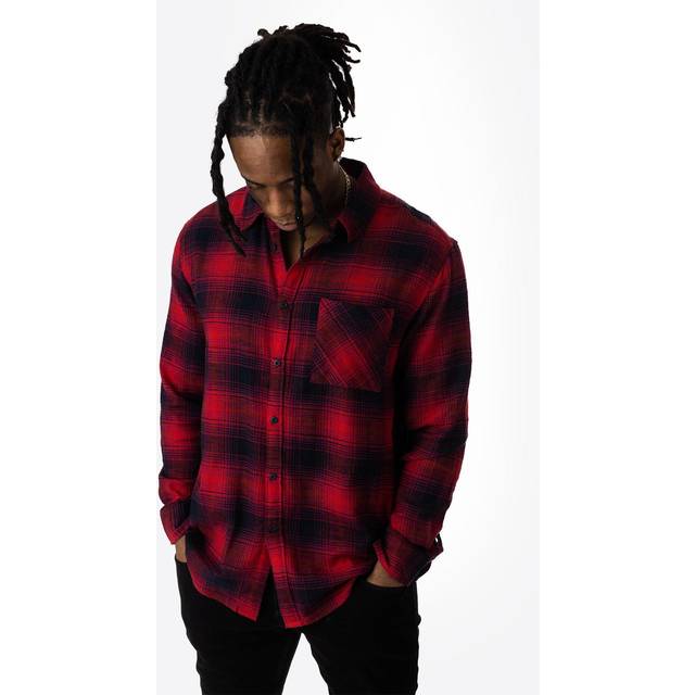 Urban classics t-shirt oversized checked grunge shirt black/red