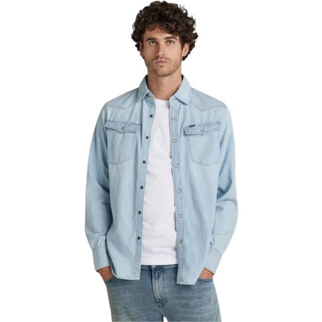 G-STAR RAW Unisex 3301 Slim Shirt, Blå (Lt Aged D12697-d013-424), S