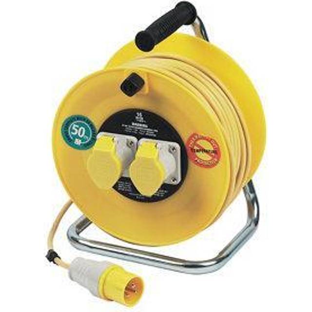 Masterplug LVCT5016-2-MP 16 Amp 2 Gang Cable Reel 50m 110V - yellow