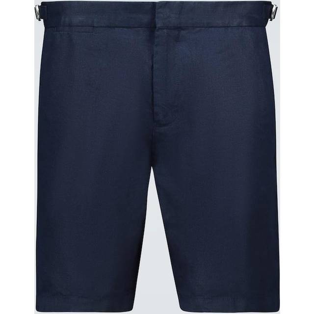Orlebar Brown Mens Vy Norwich Slim-fit Linen Shorts 32 - NAVY