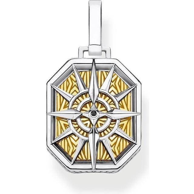Thomas Sabo Womens Compass 18ct Yellow Gold-plated Sterling-silver and Zirconia Pendant - MULTICOLOURED