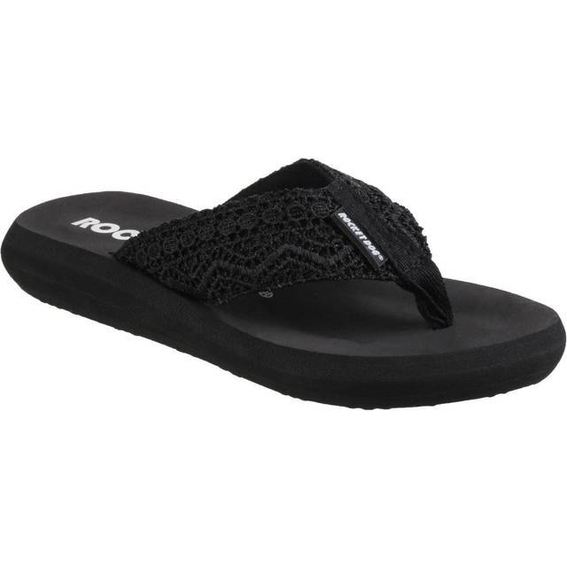 Rocket Dog Spotlight Black Crochet Flip-Flops - BLACK - 5