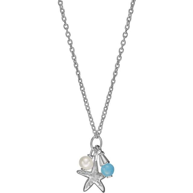 Fossil Elliot Sea Stars Chalcedony & Freshwater Pearl Necklace JFS00573040 - Multi-Coloured