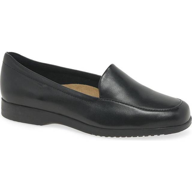 (Black, UK 6) Ladies Clarks Flat Loafer Style Shoes Georgia - E Fit