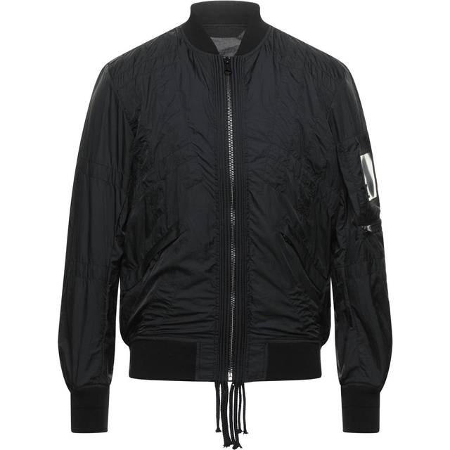 Diesel Mens W-Jame-21 Faux Fur Trimmed Black Bomber Jacket Cotton - Size X-Large