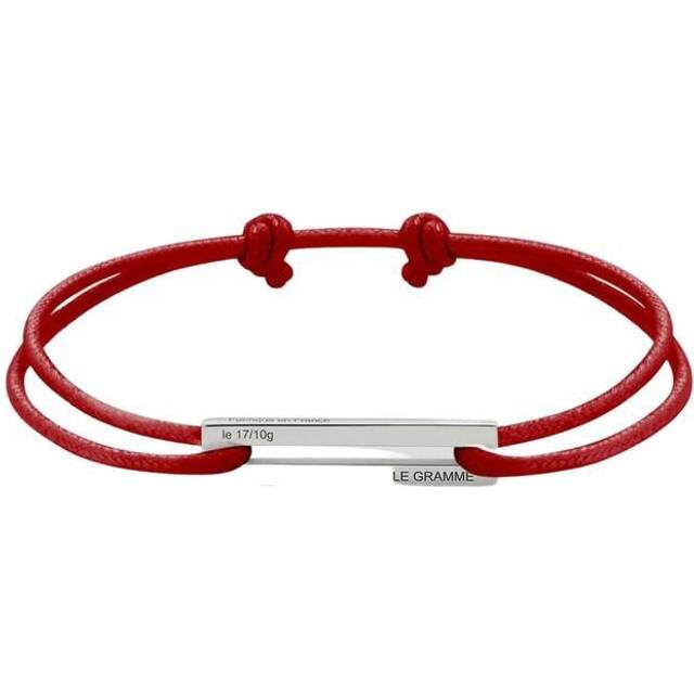 1.7g Polished & Brushed Sterling Silver Cord Bracelet - Red