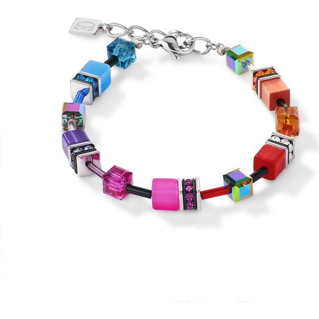 Coeur De Lion GeoCUBE Bracelet - Multicolour Rainbow - Silver,Rainbow - 18.5 cm +3 cm extension chain, 0.6cm thickness