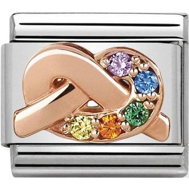 Nomination Classic Rose Gold CZ Rainbow Knot Love &amp; Hearts Charms