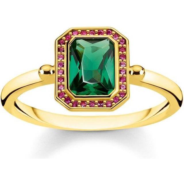 Thomas Sabo Ring red and green stones, gold multicoloured TR2264-973-7-54 - yellow gold-coloured/green/red