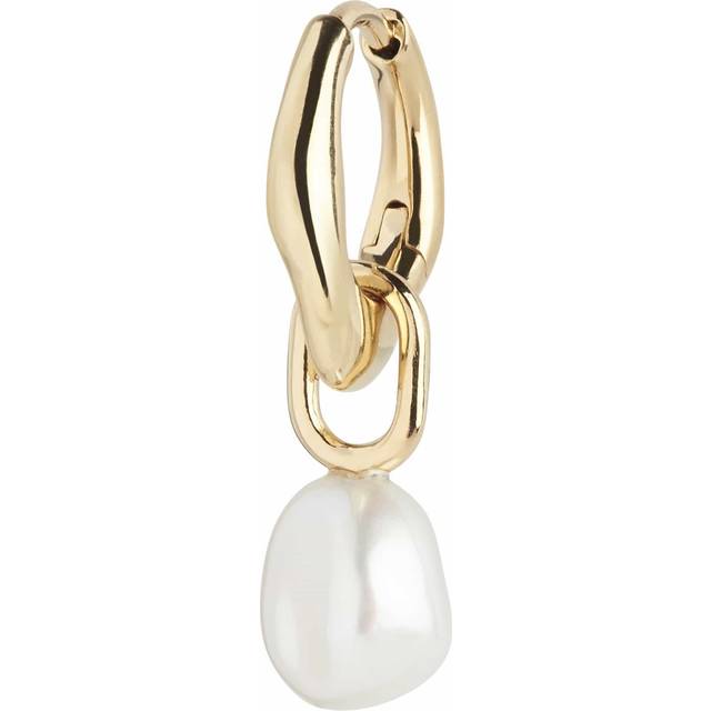 Maria Black Womens Gold Vento 18ct Yellow-gold Plated Sterling-silver and Fresh-water Pearl Huggie - GOLD