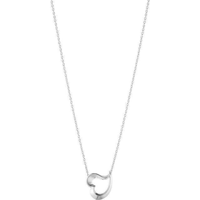 Georg Jensen Asymmetric Leaf Heart Pendant Necklace, Silver
