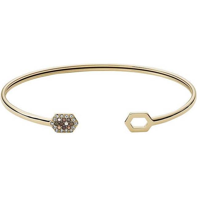 Fossil Val Holiday Sparkles Gold Tone Hexagon Open Bangle JF03862710 - Multi-Coloured