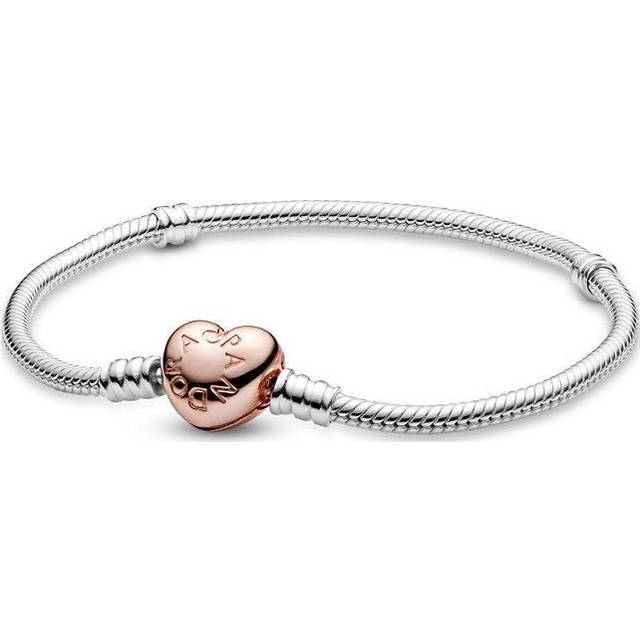Pandora Bracelets Pandora Moments Bracelet with Heart Closure and Snake Chain Design 58071917
