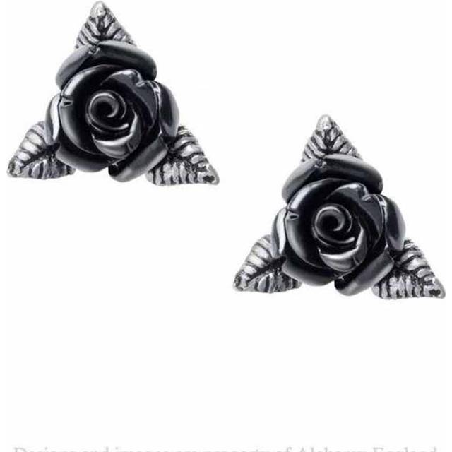 Alchemy Gothic Black Rose Ear Studs Earring Set black silver - Onesize