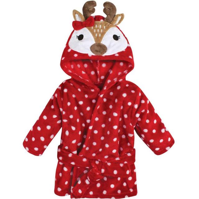 Hudson Baby Unisex Baby Plush Animal Face Bathrobe  Holiday Reindeer  0-9 Months