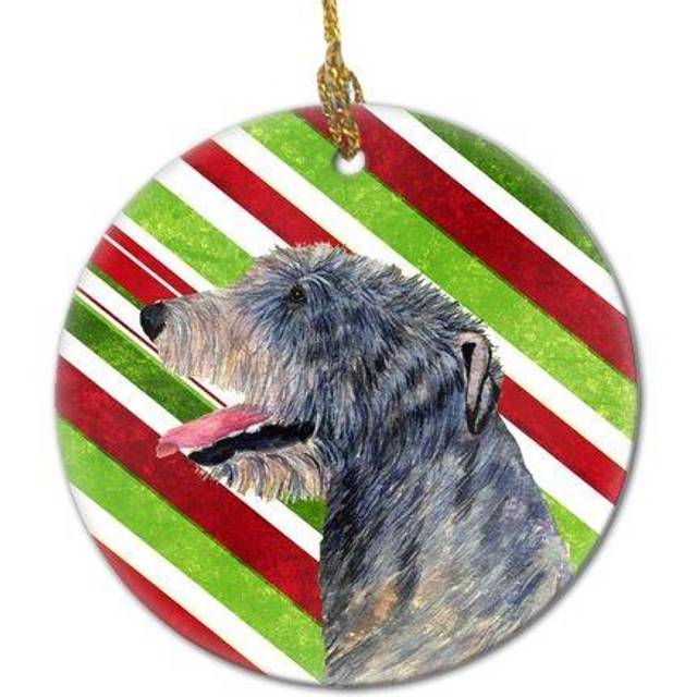 Caroline's Treasures SS4575CO1 Irish Wolfhound Candy Cane Holiday Christmas Ceramic Ornament Multicolor