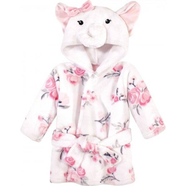 Hudson Baby Unisex Baby Plush Animal Face Bathrobe  White Elephant  0-9 Months