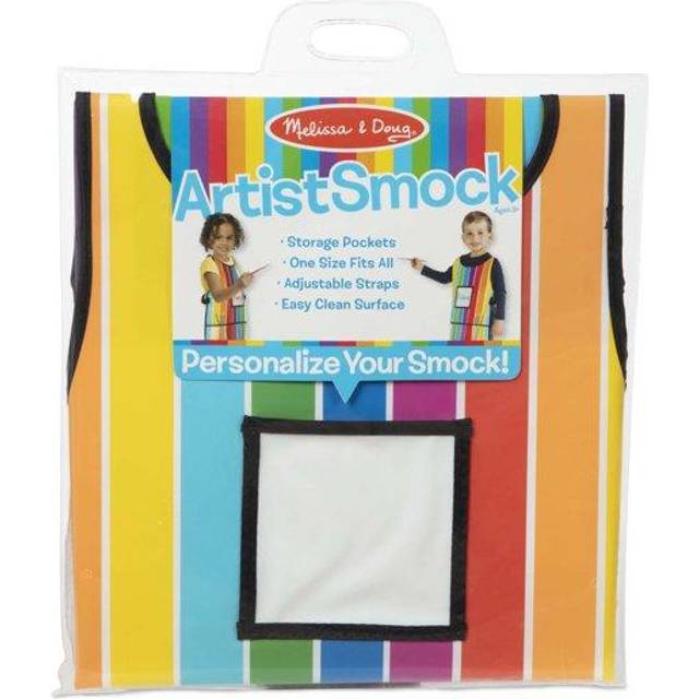 Melissa & Doug Art Essentials Artist Smock - One Size Fits All - Artist Painting Apron With Pockets  Art Smock For Toddlers And Kids