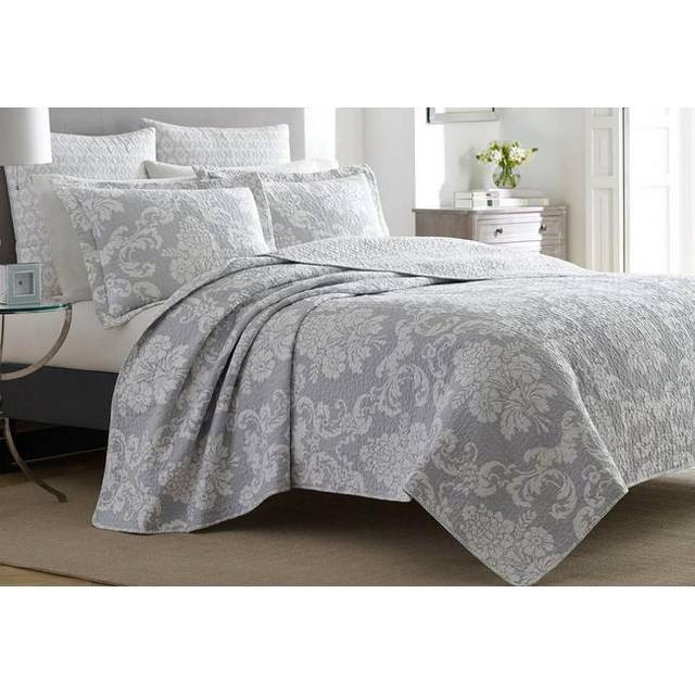 Laura Ashley Quilt Set Cotton Reversible Bedding with Matching Shams  Lightweight Home Decor Ideal for All Seasons  Twin  Venetia Grey