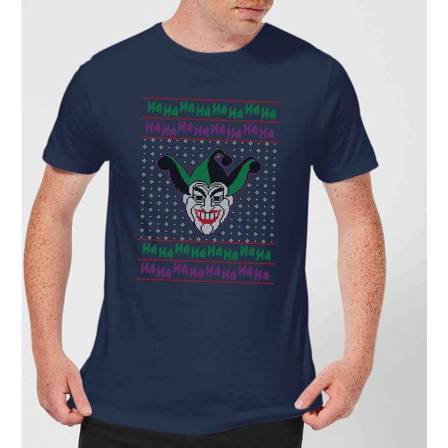 DC Joker Knit Men's Christmas T-Shirt - Navy - M