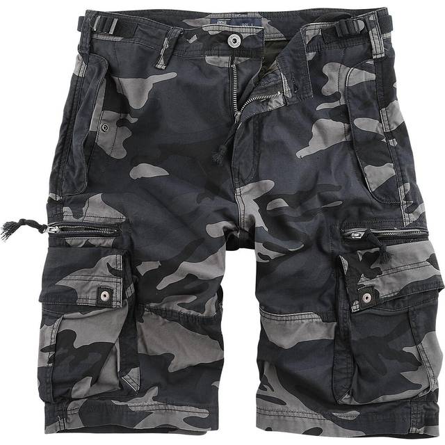 Vintage Industries Gandor Camo, cargo shorts , color: Dark Brown/Black/Dark Beige , size: S