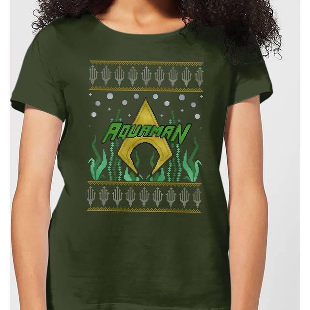DC Aquaman Knit Women's Christmas T-Shirt - Forest Green - S