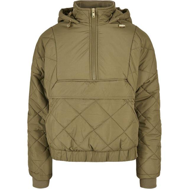Urban Classics Dam överdimensionerad diamantkviltad dragjacka med draglängd, tiniolive, 4XL