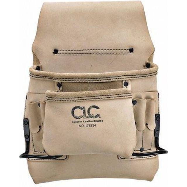CLC Custom Leathercraft 178234 Carpenter's Nail and Tool Bag Reversed Top Grain  8-Pocket   White