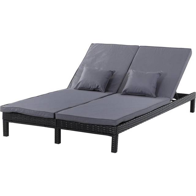 Outsunny Double Sun Lounger - Grey