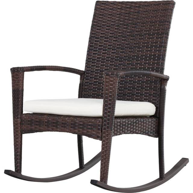 Seibel Rattan Rocking Chair with Cushion - Brown (98cm H X 66cm W X 88cm D)
