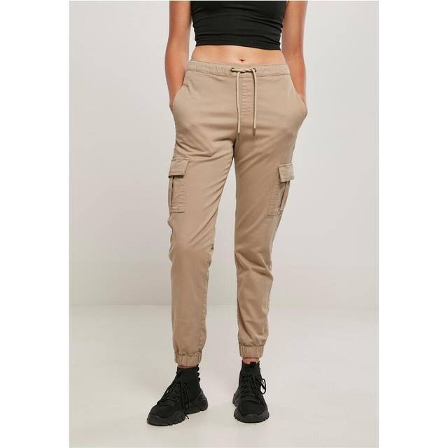 Urban Classics Kvinnors ladies hög midja cargo komfort joggingbyxor byxor, mjuk taupe, XXL