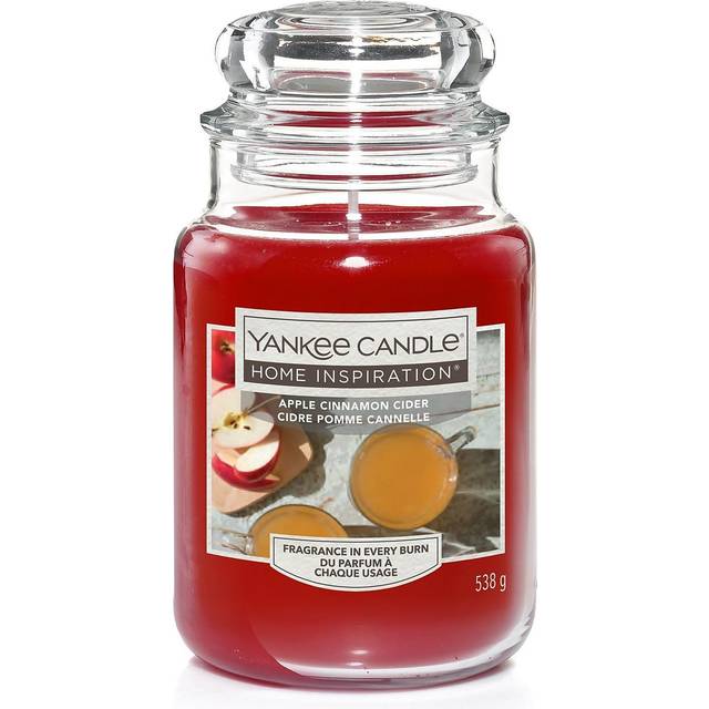 Yankee Candle Apple Cinnamon Cider - Large Jar - Autumn cosy scent of spicy blend of apple cider with cinnamon, cloves and wedges of orange and lemon