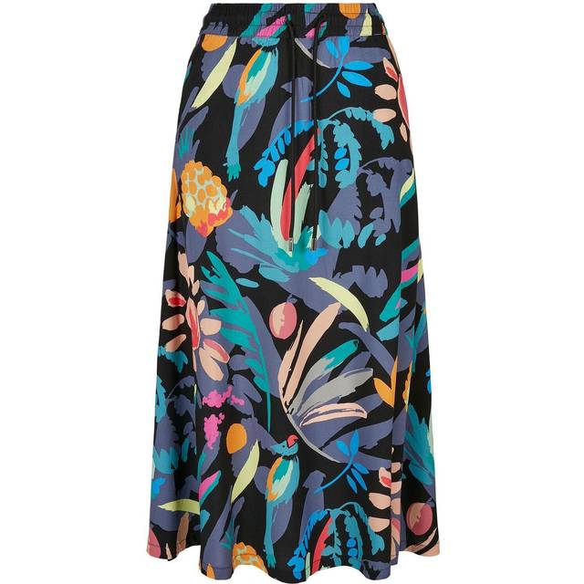 Urban Classics Damkjol, viskos, midikjol, lång kjol av viskos för kvinnor, finns i många färger, storlekar XS – 5XL, Blackfruity, M