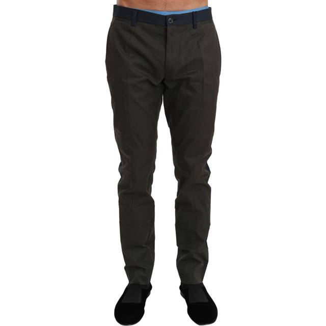 Dolce & Gabbana  Blue Gray Stripes Trouser Cotton Pants - IT44 | XS - gray (IT54 | XXL)