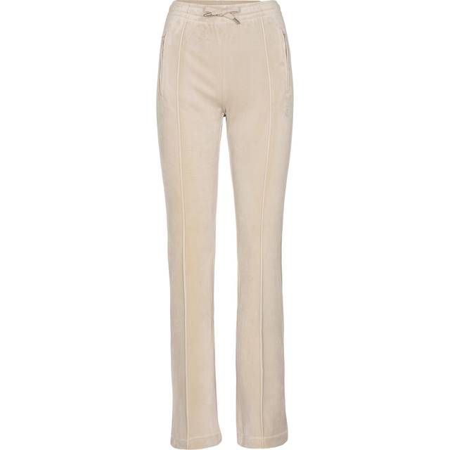 Juicy Couture – Sandfärgade träningsbyxor i velour med strass, del av set-Naturlig