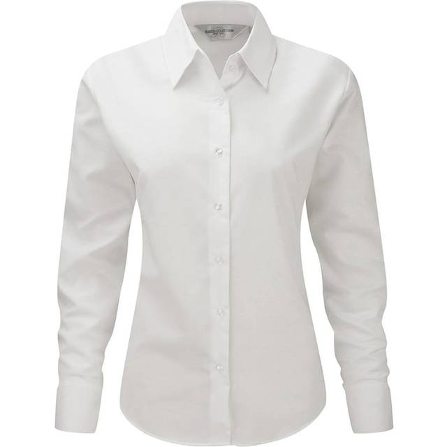 (4XL, Bright Navy) Russell Collection Ladies/Womens Long Sleeve Easy Care Oxford Shirt