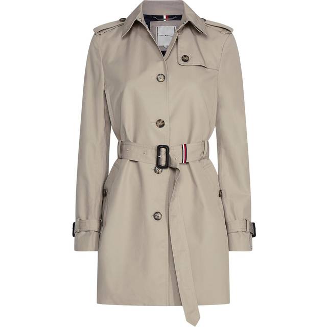 Tommy Hilfiger för kvinnor. WW0WW24966 Heritage enkelknäppt trenchcoat marinblå (L), Casual, Bomull, Lång ärm, Marino - Marinblå (L)