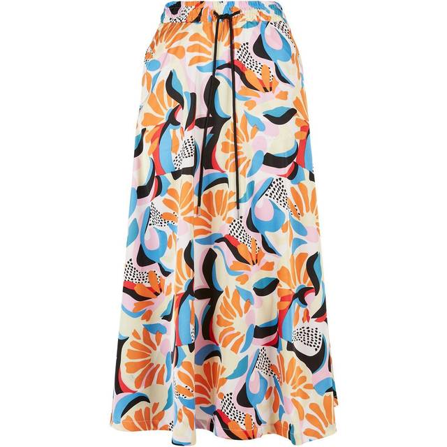 Urban Classics Midi Satin kjol för damer, Magicmangoabstract, S