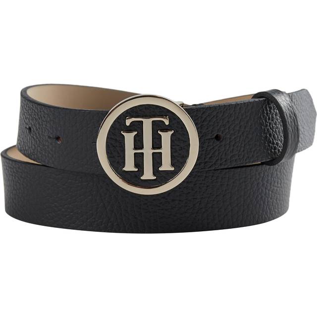 Tommy Hilfiger for woman. AW0AW05366 TH ROUND BUCKLE BELT 3.0 (80cm), Black, Casual, Leather