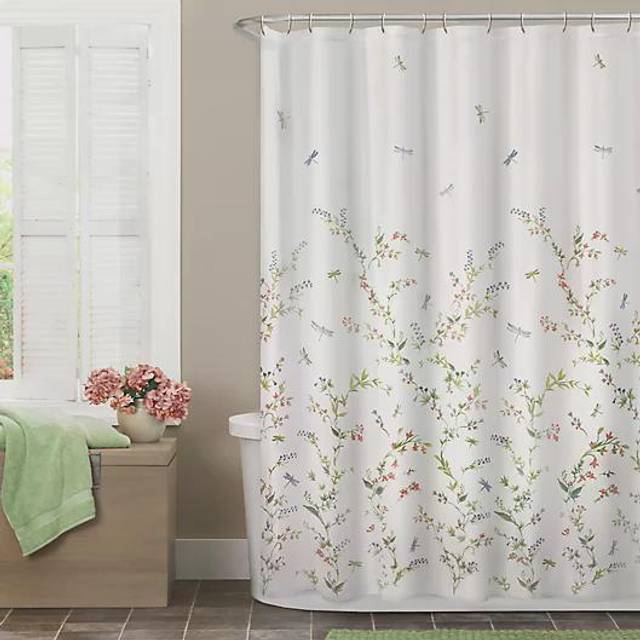 Dragonfly Garden Semi Sheer Fabric Shower Curtain, 70x72(inches), Multi