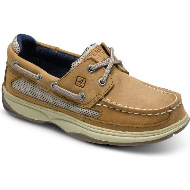 Sperry boys Lanyard boat shoes  Dark Tan/Navy  4 Big Kid US