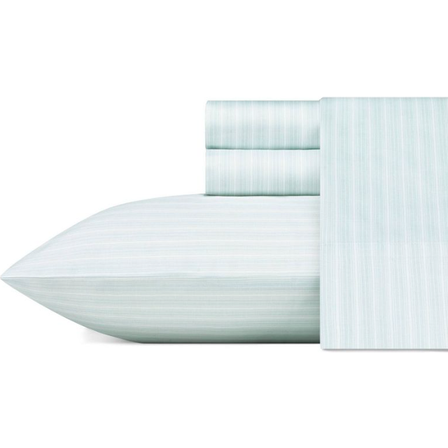 Laura Ashley Home - Full Sheets, Soft Sateen cotton Bedding Set - Sleek, Smooth, & Breathable Home Decor (Lottie Blue, Full)