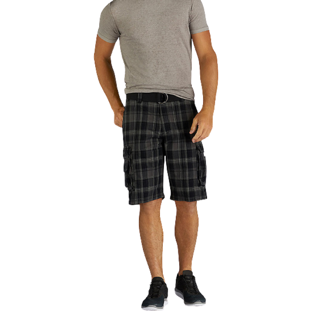 Lee mens Dungarees New Belted Wyoming Cargo Shorts  Black Clifton Plaid  34 US