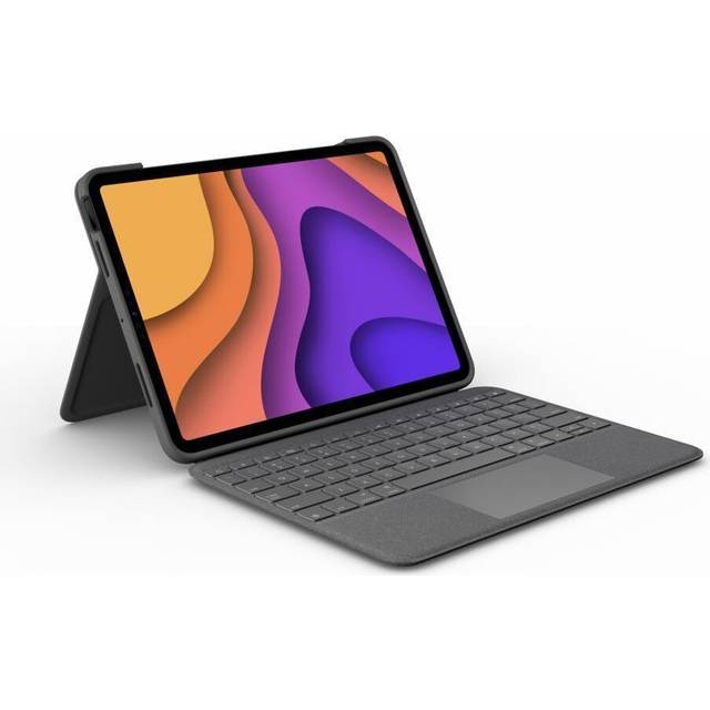 Logitech Tangentbordsfodralet Folio Touch för iPad Air 11 tum (M2 och M3) och iPad Air (4:e och 5:e generationen) in Oxford Grey, Deutsch (Qwertz), iPad Air 11 tum (M2 och M3) och iPad Air (4:e och 5:e generationen)
