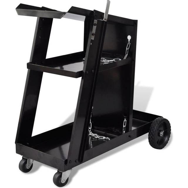 Vidaxl - Welding Cart Black Trolley with 3 Shelves Workshop Organiser