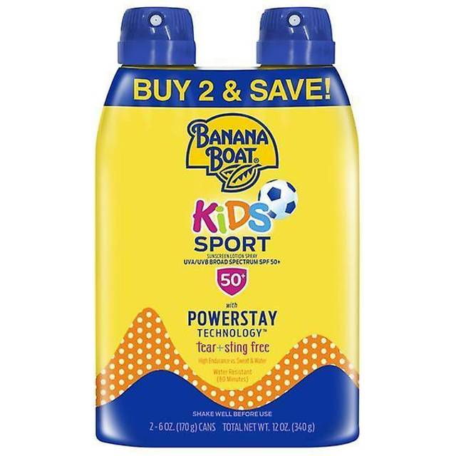 Banana Boat Kids Sport Sting-Free, Tear-Free, Reef Friendly, Broad Spectrum Sunscreen Spray, SPF 50, 6oz. - Twin Pack